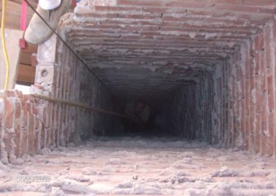 Chimney Masonry Repair in Progress showing top down view inside chimney flue