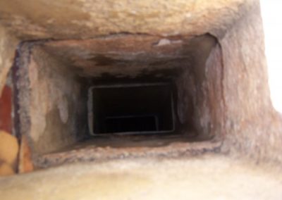 Chimney Flue top down view during Sweeping service