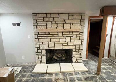 Lathe Over Brick Stone Fireplace Installation