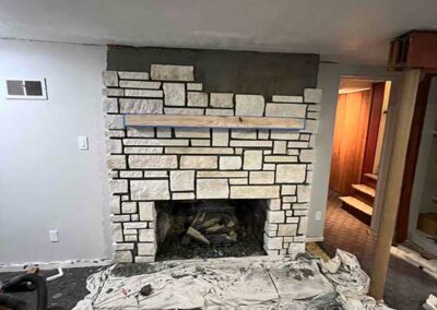 Lathe Over Brick Stone Fireplace Installation