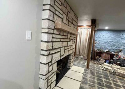 Lathe Over Brick Stone Fireplace Installation