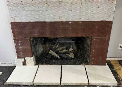 Lathe Over Brick Stone Fireplace Installation